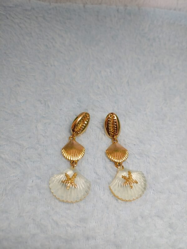 Golden White Chandelier Earrings