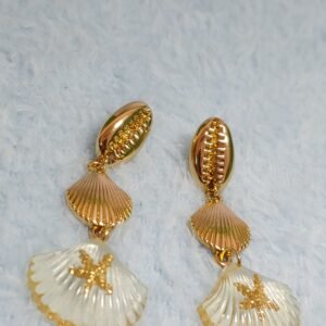 Golden White Chandelier Earrings