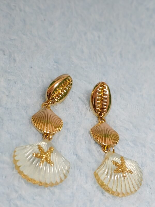 Golden White Chandelier Earrings