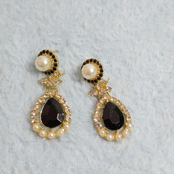 Black Golden White Jacket Earrings