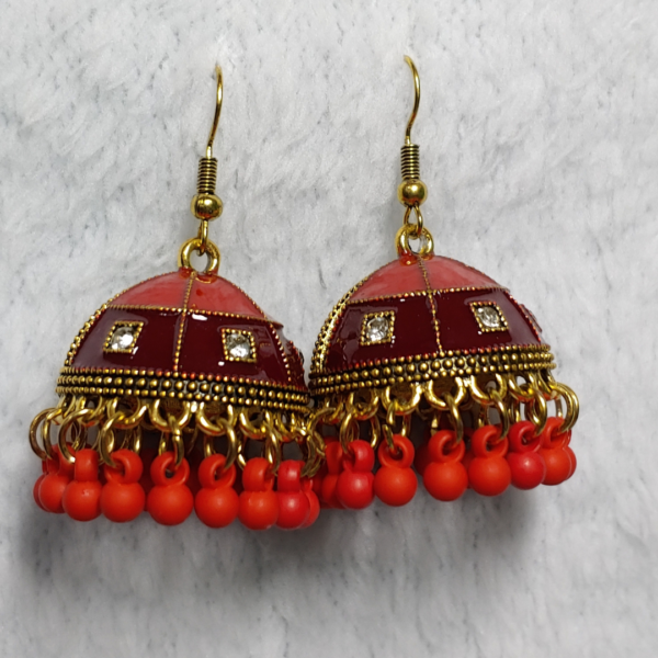 Red with Golden Jhumki