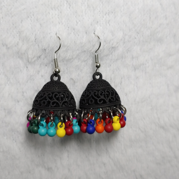 Black Matte Multi Color Jhumki